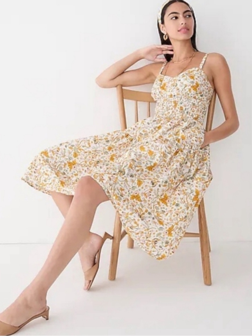 J Crew Smocked Waist Dress Sunny Blooms 4
